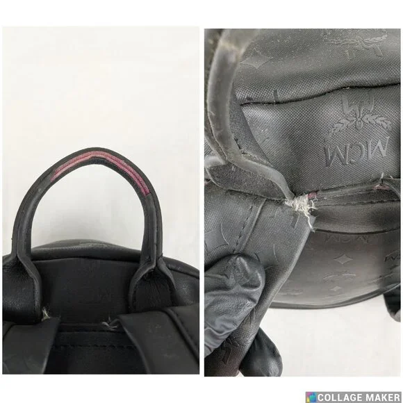 MCM Rucksack Visetos Black Canvas Small Leather Backpack - Picture 11 of 16